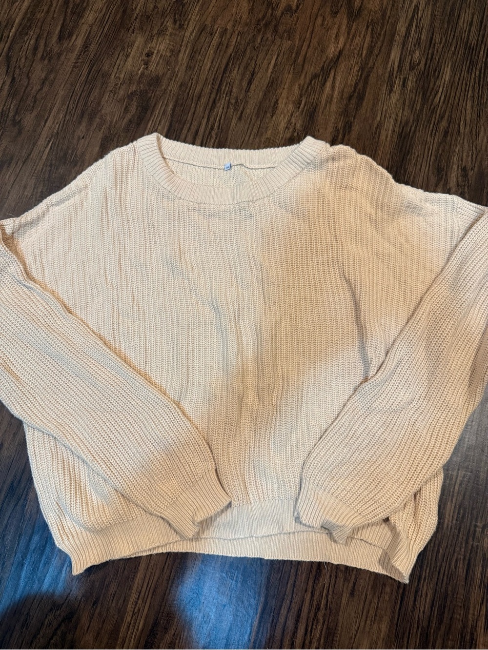 Cream Crewneck Knit Sweater - Women